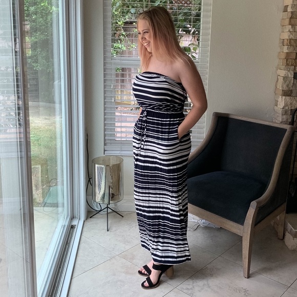 SOLD J. Crew Amie Striped Strapless Maxi Dress XS - Picture 4 of 7